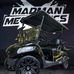 Black 2022 Yamaha Drive2 EFI gas 4 seater lifted golf cart